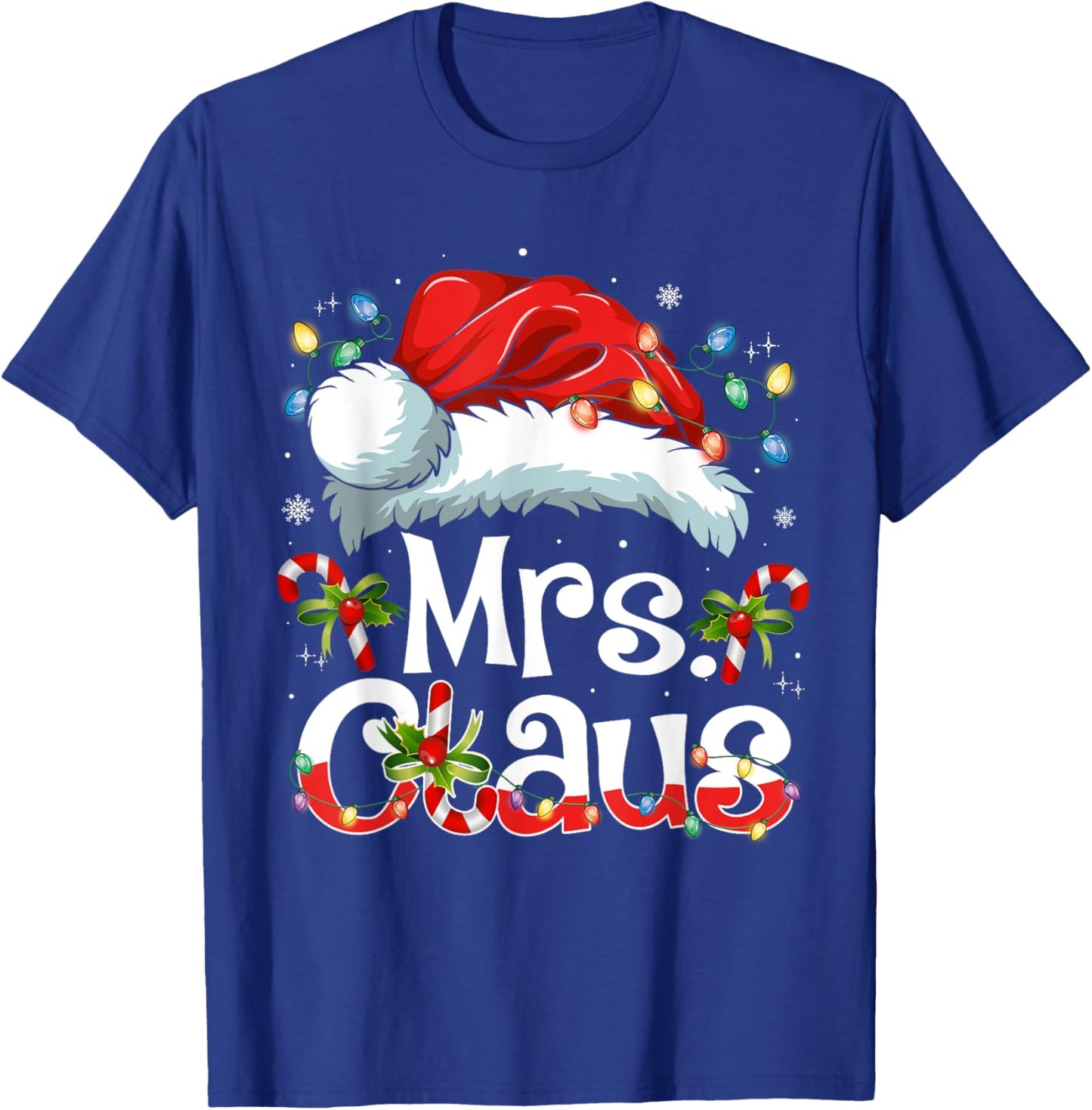 Mr and Mrs Claus Couples Matching Christmas Pajamas Santa T-Shirt - T-Shirt | Royal