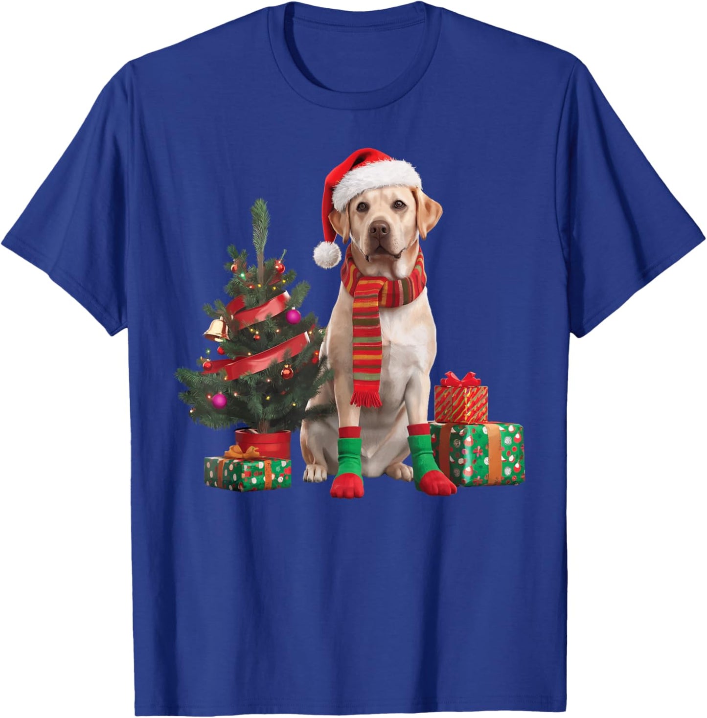 Yellow Lab Labrador Christmas Dog Santa Hat Pajama Puppy Pup Women Kids T-Shirt - T-Shirt | Royal
