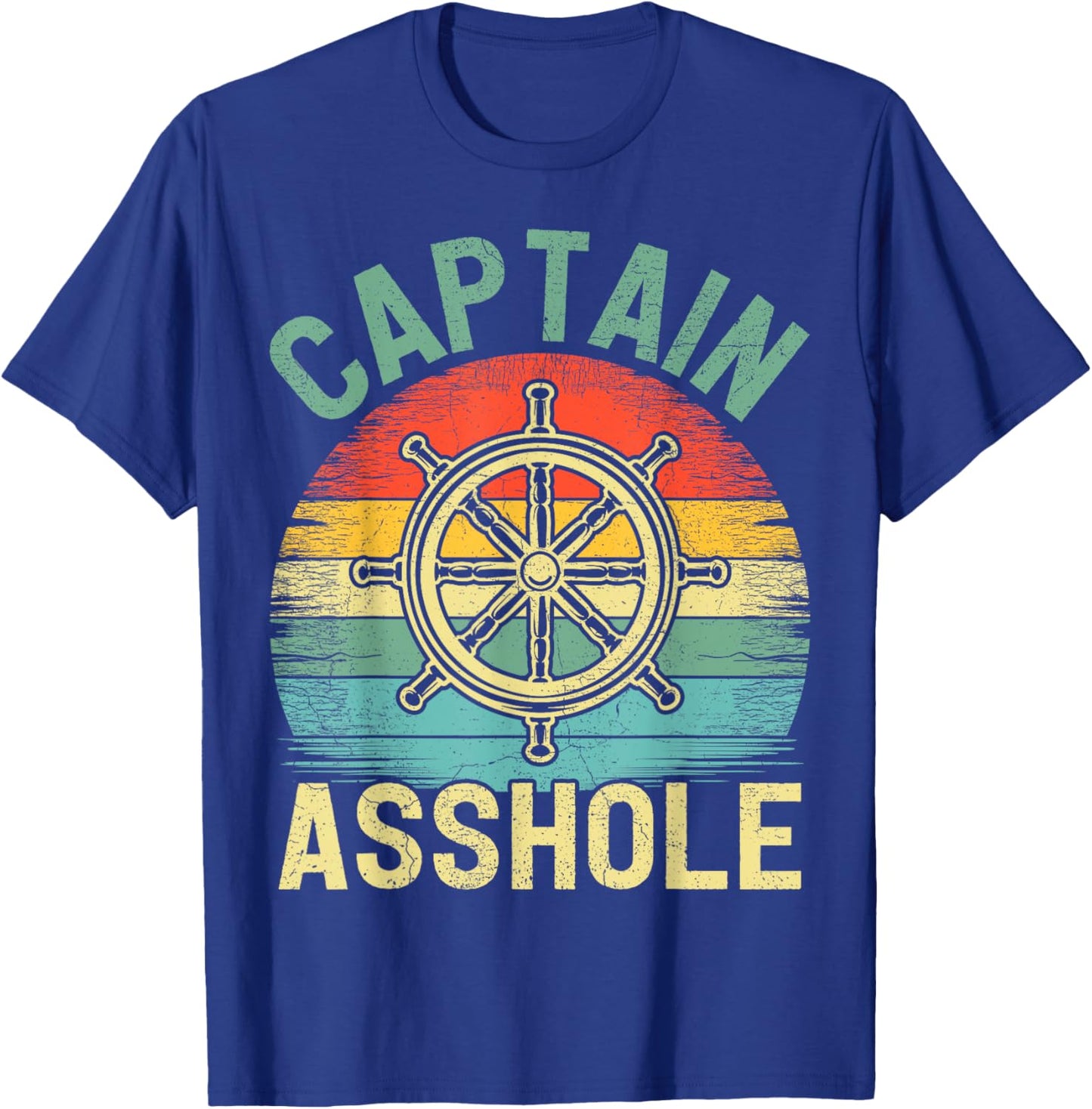 Vintage Captain Asshole Sailing Boating Boat Pontoon Captain T-Shirt - T-Shirt | Royal