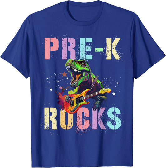 Cute PRE-K ROCKS Teacher Squad PreK Little ABCD Rockstars Women Girls Kids T-Shirt - T-Shirt | Royal