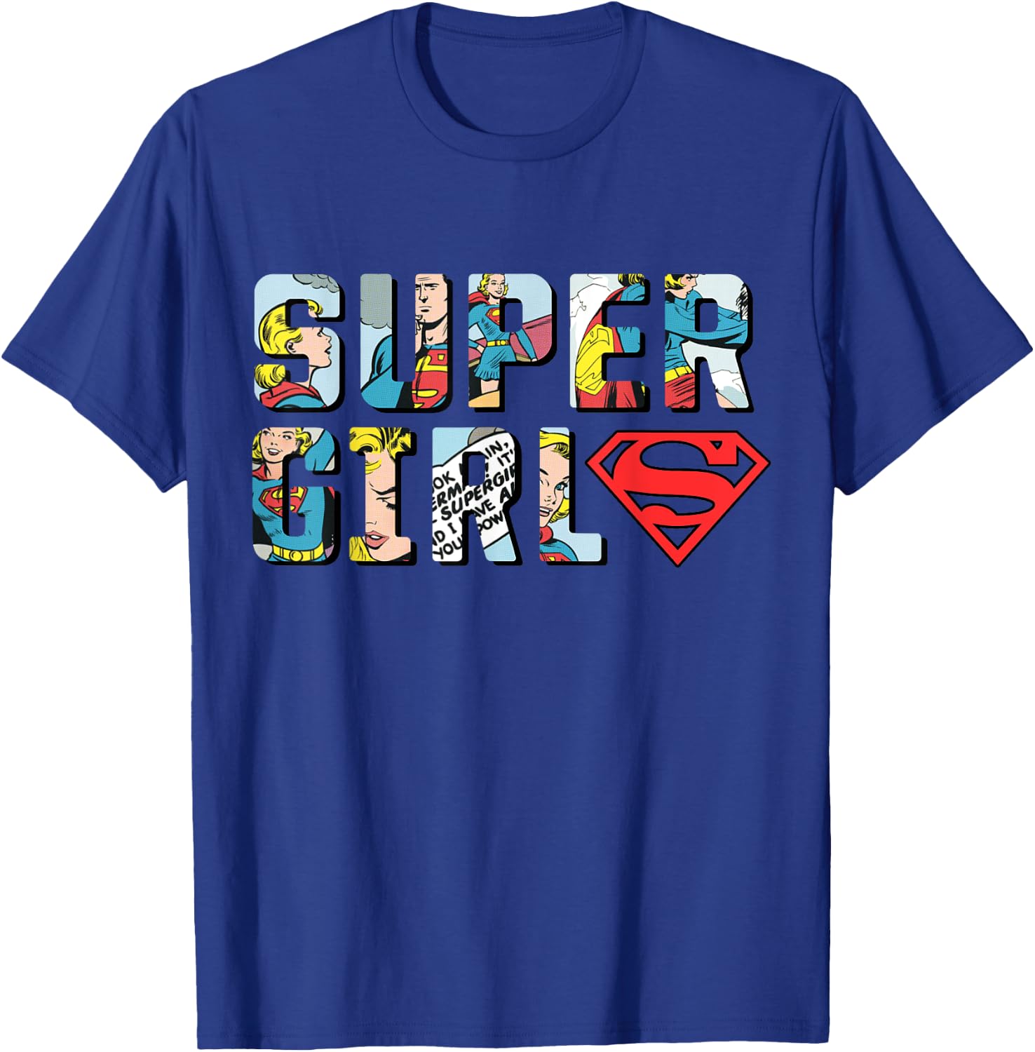 DC Supergirl Logo Comic Strip T-Shirt - T-Shirt | Royal