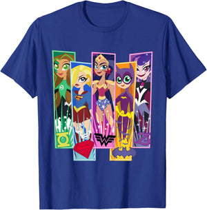 Kids DC Comics Super Hero Girls Character Panels T-Shirt - T-Shirt | Royal