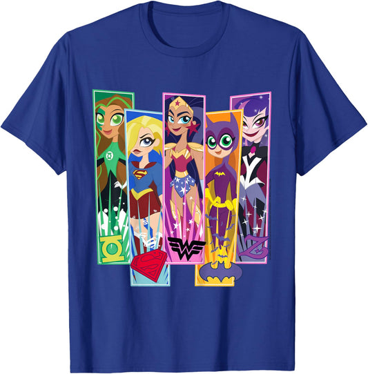 Kids DC Comics Super Hero Girls Character Panels T-Shirt - T-Shirt | Royal