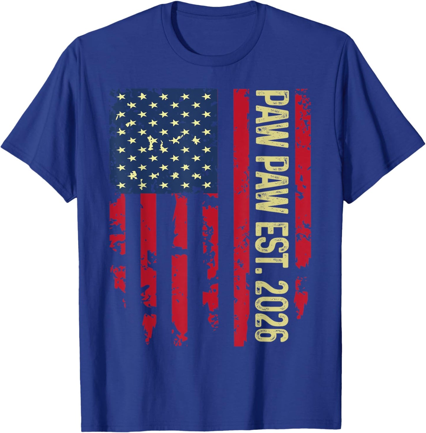 Promoted to Paw Paw Est 2026 Retro American flag T-Shirt - T-Shirt | Royal