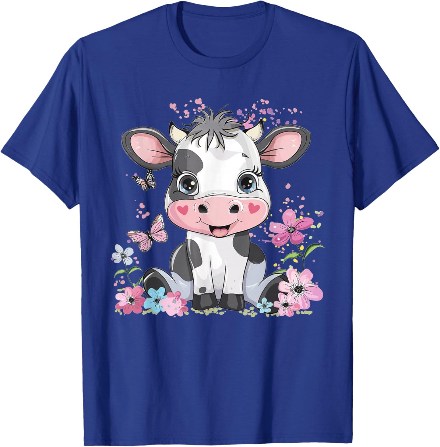 Cute Cow with Flowers I Kids Cow T-Shirt - T-Shirt | Royal