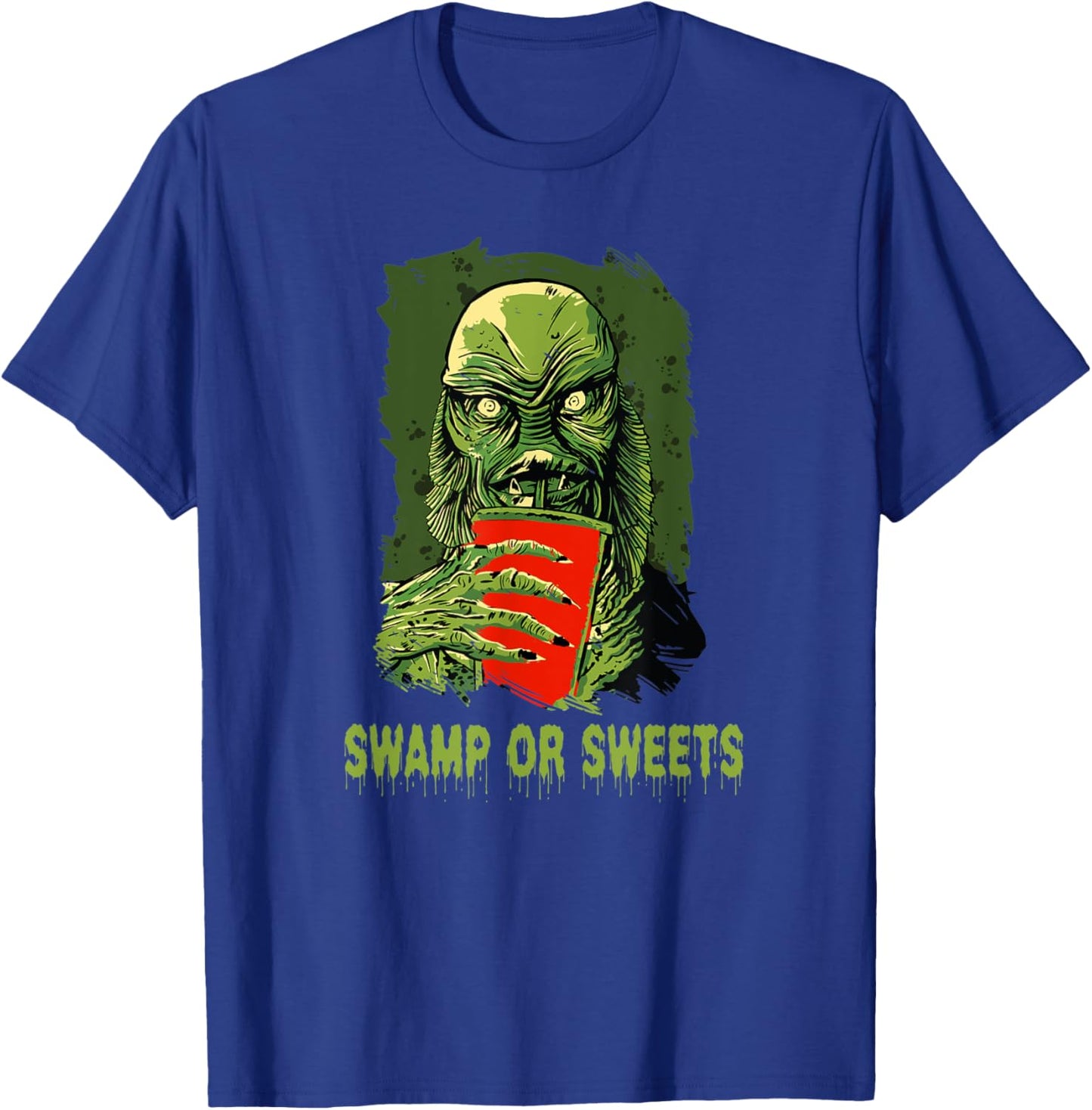 Swamp or Sweets Halloween Costume Scary Swamp Monster Fish T-Shirt - T-Shirt | Royal