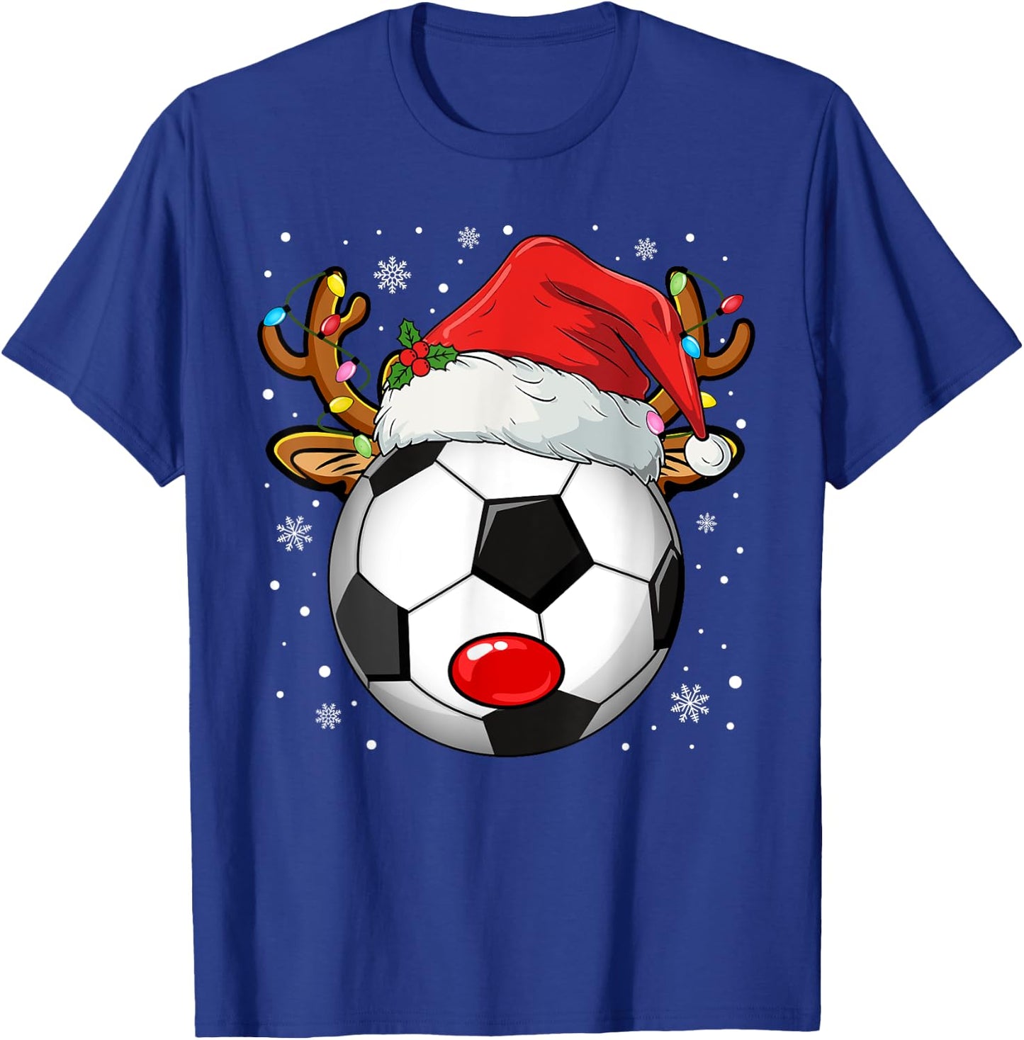 Christmas Reindeer Face Soccer Christmas Men Women Kid T-Shirt - T-Shirt | Royal