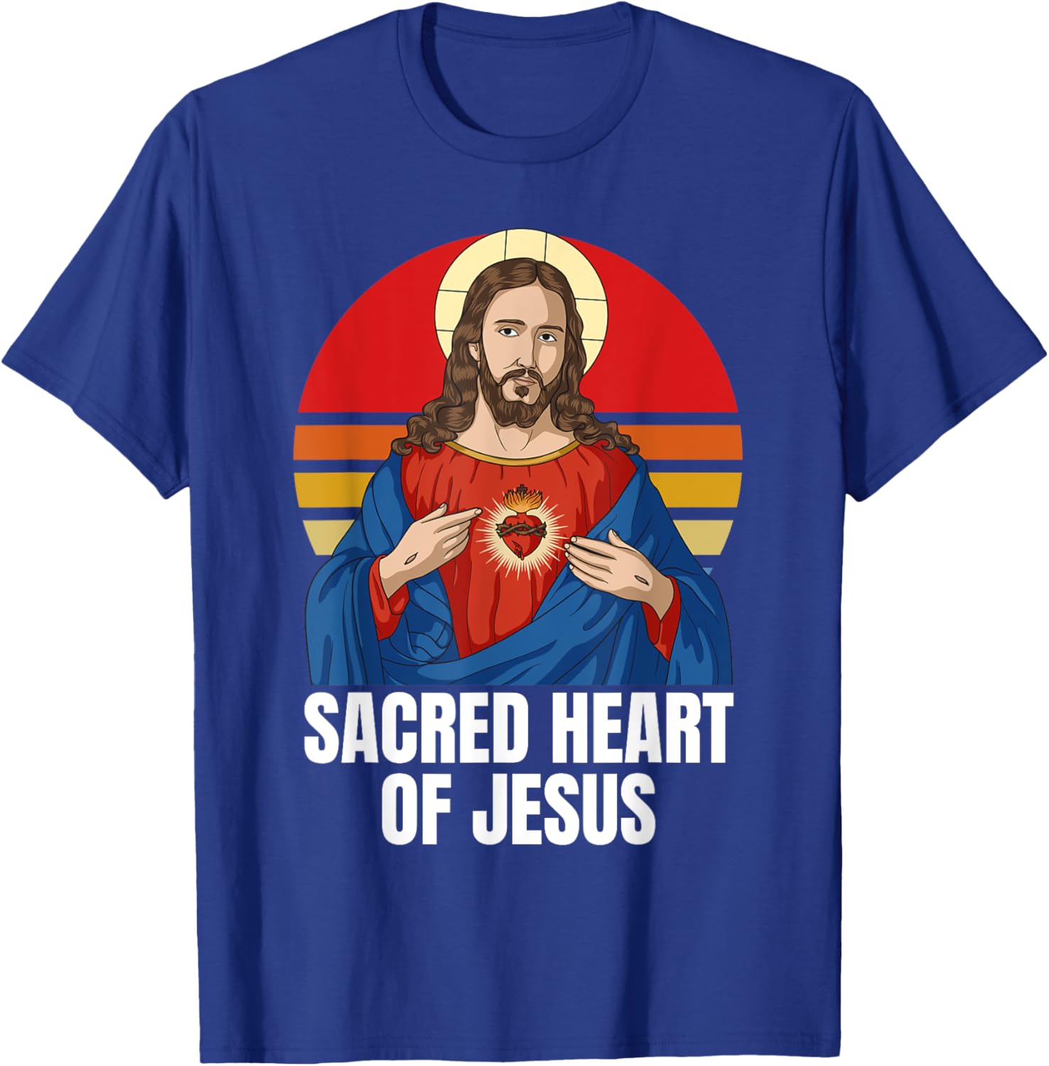Sacred Heart Of Jesus Catholic T-Shirt - T-Shirt | Royal