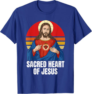 Sacred Heart Of Jesus Catholic T-Shirt - T-Shirt | Royal