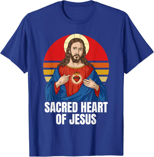 Sacred Heart Of Jesus Catholic T-Shirt - T-Shirt | Royal