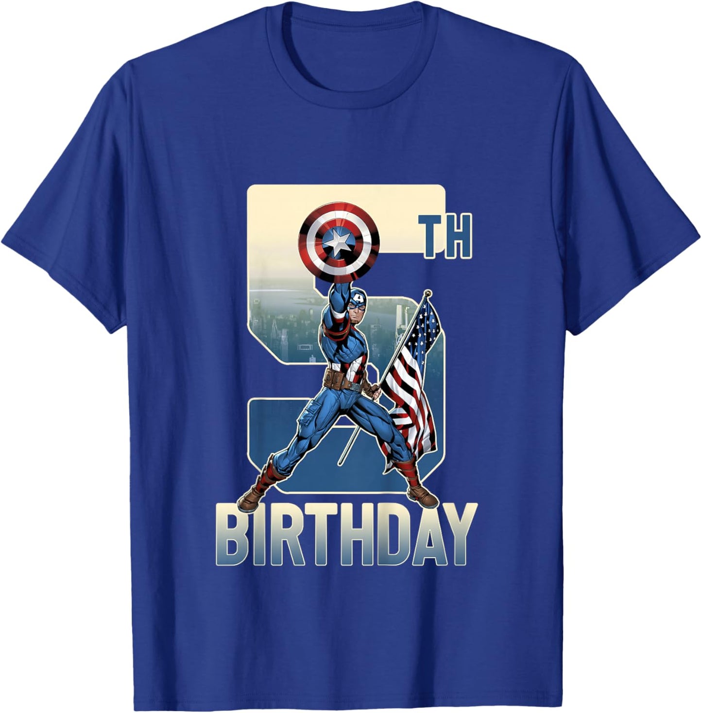 Kids Marvel Avengers Classic Captain America Epic 5th Birthday T-Shirt - T-Shirt | Royal