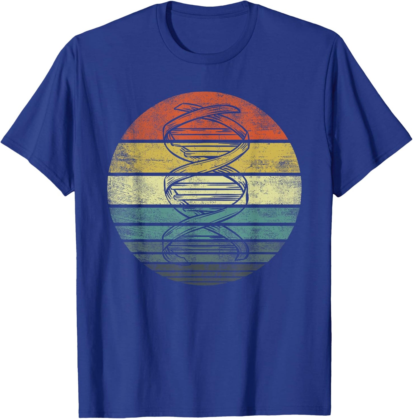 DNA Genetics Gifts Retro Sunset Science Biology Genealogy T-Shirt - T-Shirt | Royal