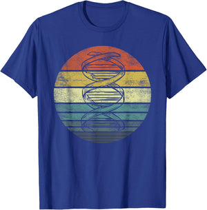 DNA Genetics Gifts Retro Sunset Science Biology Genealogy T-Shirt - T-Shirt | Royal