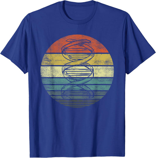DNA Genetics Gifts Retro Sunset Science Biology Genealogy T-Shirt - T-Shirt | Royal