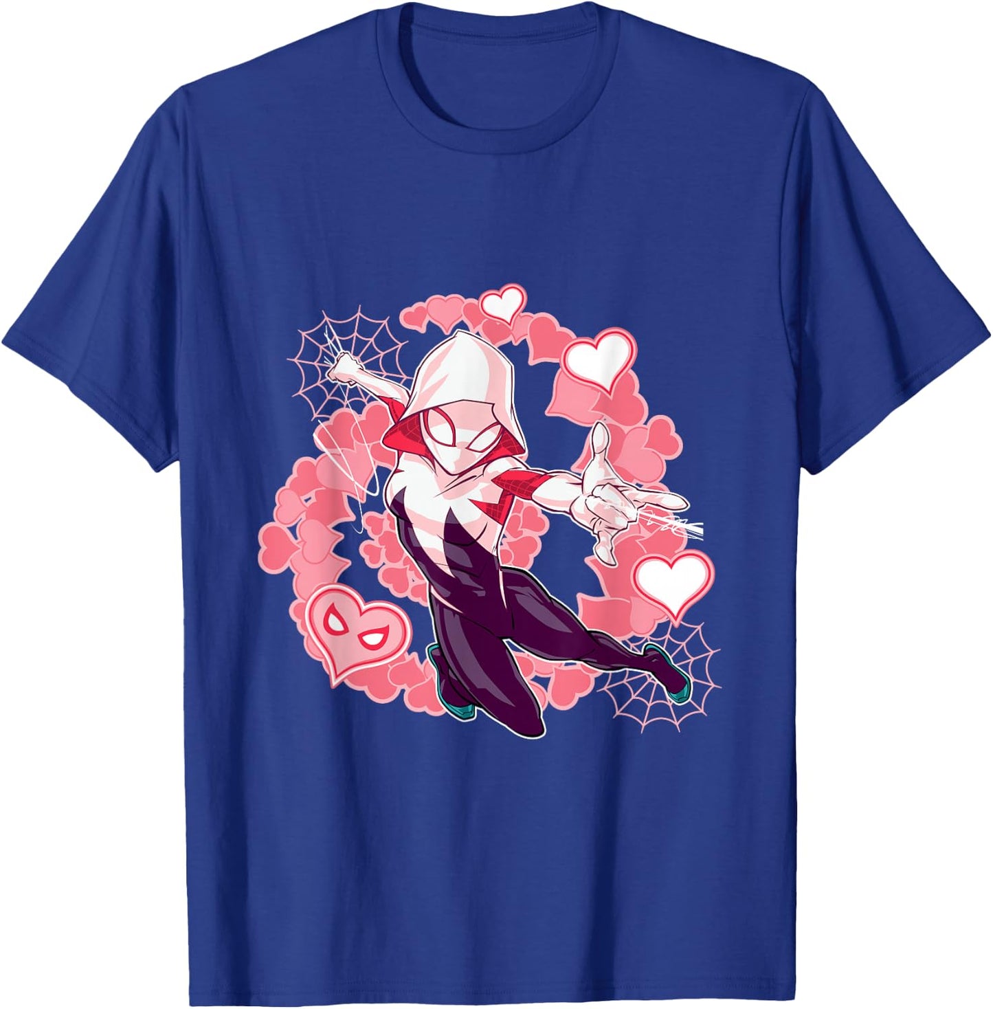 Marvel Spider-Man Into The Spider-Verse Gwen Stacy Hearts T-Shirt - T-Shirt | Royal