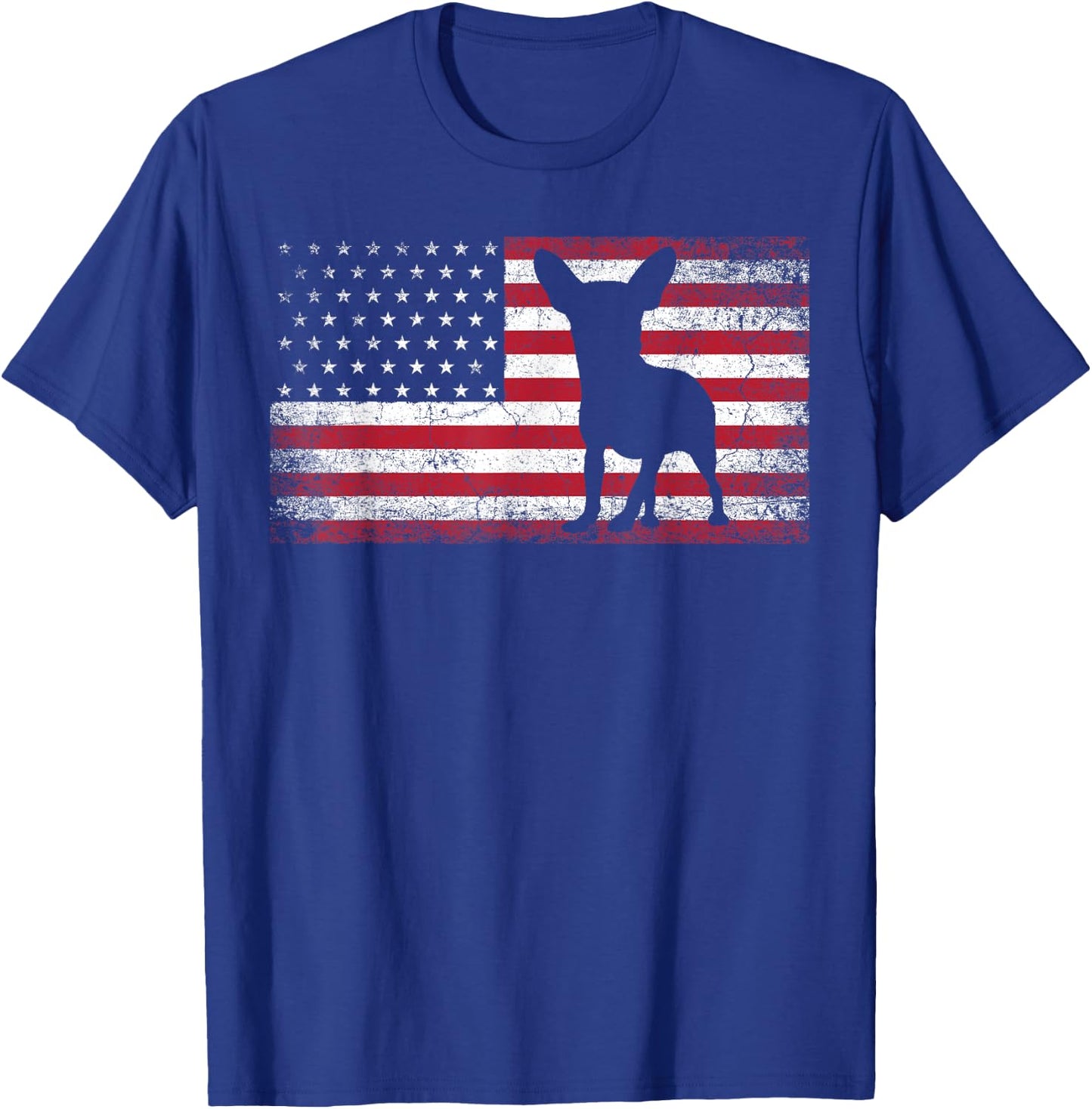 Vintage Chihuahua Dog Lover July 4th American Flag Men Women T-Shirt - T-Shirt | Royal