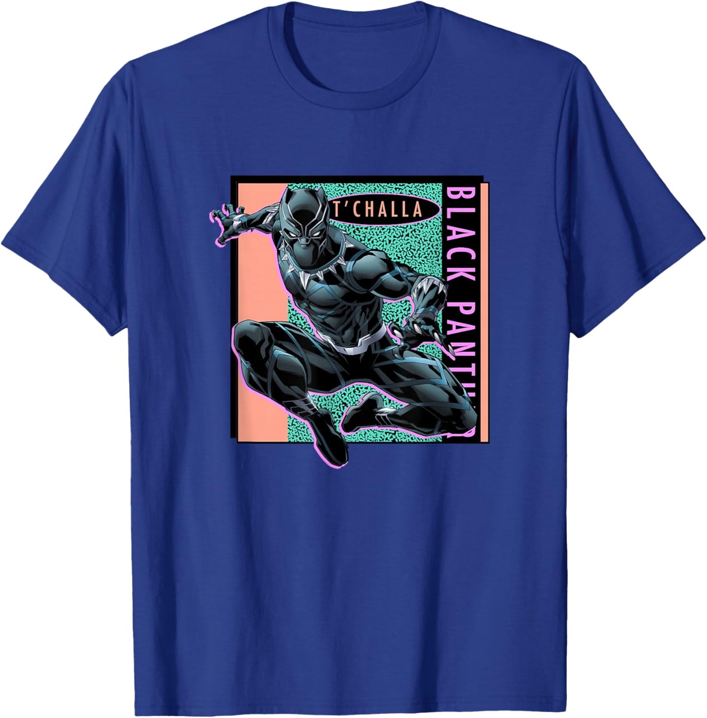Marvel Comics Retro Classic T'Challa Black Panther 90's Logo T-Shirt - T-Shirt | Royal