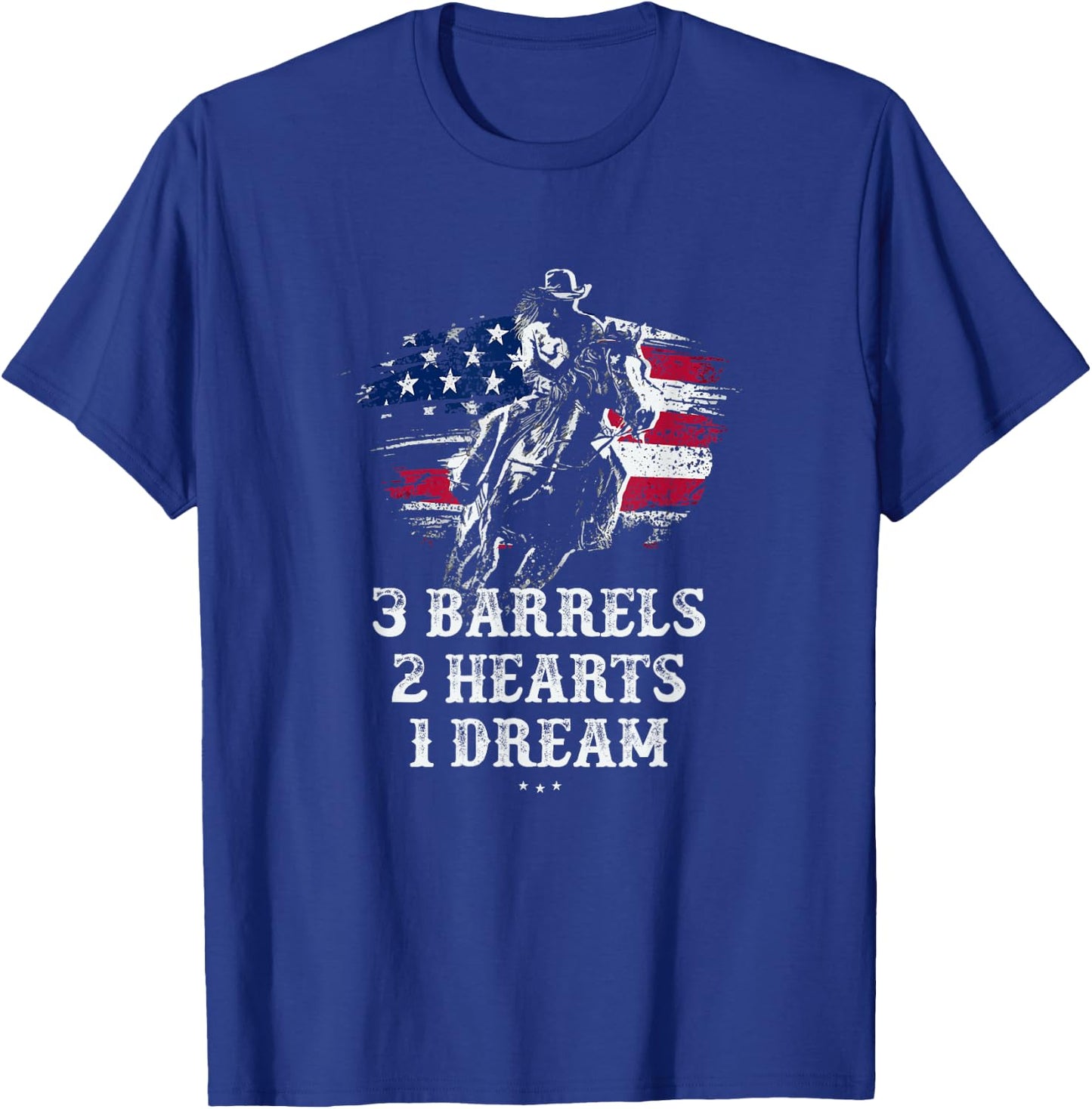 Barrel Racing - 3 Barrels 2 Hearts 1 Dream - Riding Gifts T-Shirt - T-Shirt | Royal