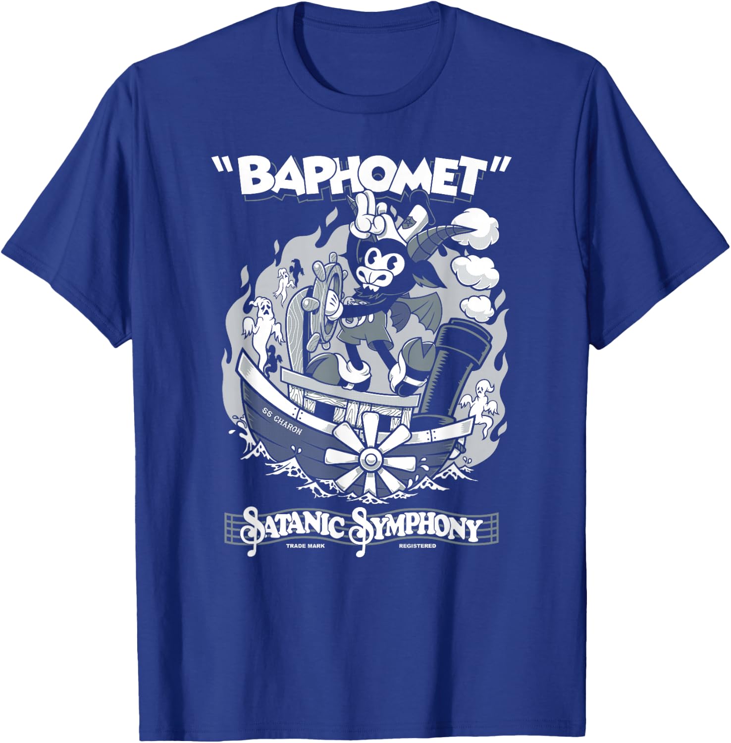 Vintage Cartoon Baphomet - Creepy Cute Goth - Occult T-Shirt - T-Shirt | Royal