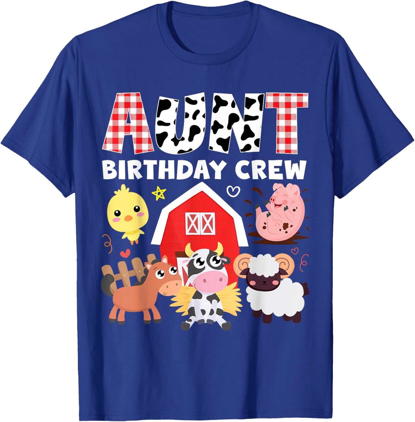 Cow Aunt Birthday Crew Farm Theme Animals Birthday Party Kid T-Shirt - T-Shirt | Royal