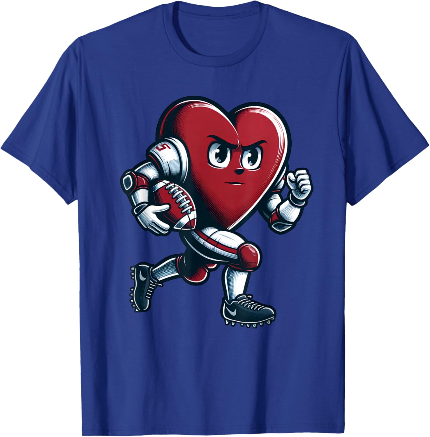Valentine's Day Heart Football Player Team Sports T-Shirt - T-Shirt | Royal