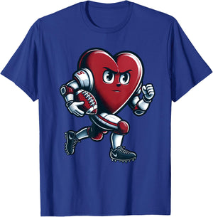 Valentine's Day Heart Football Player Team Sports T-Shirt - T-Shirt | Royal