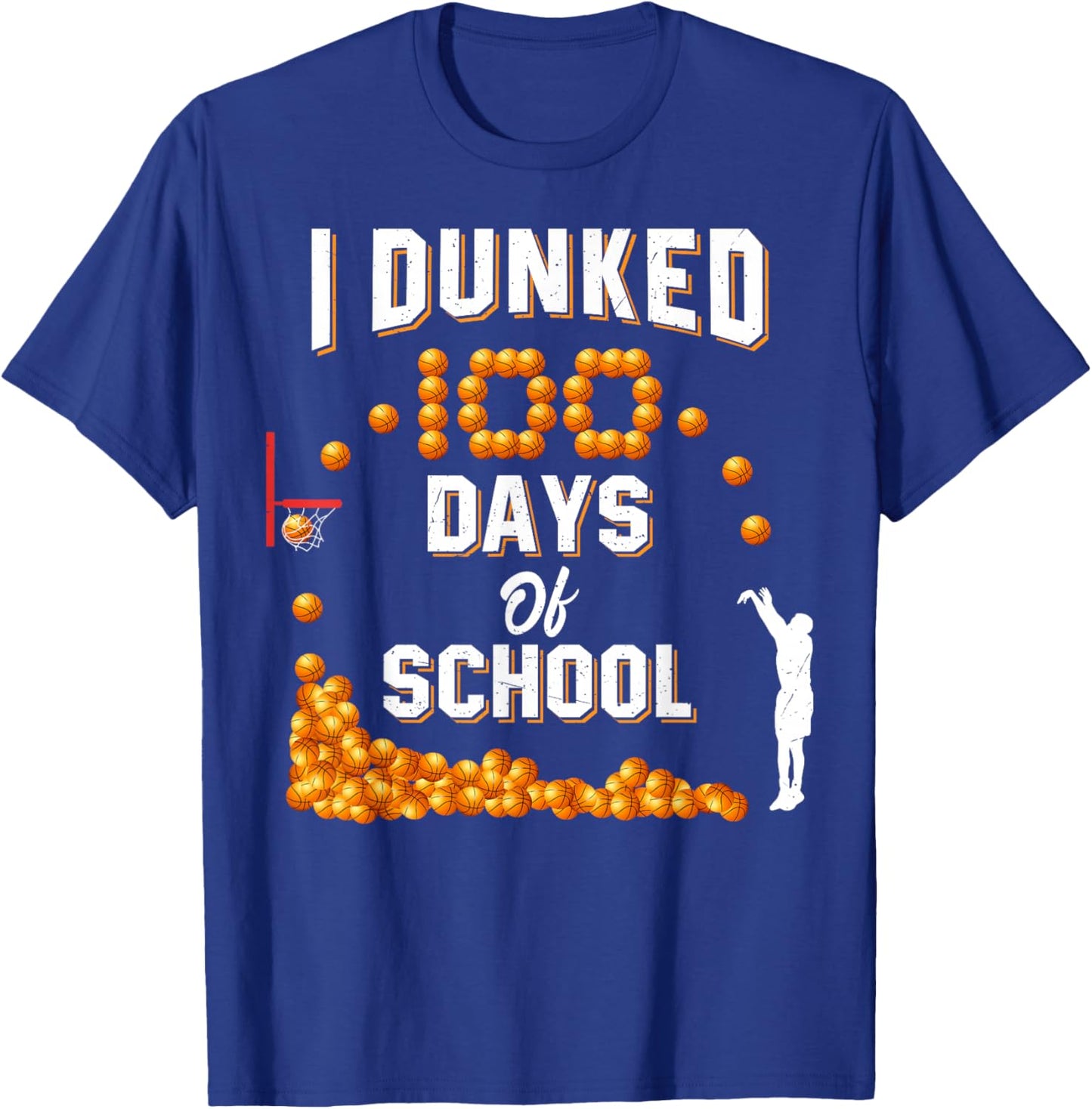 100 Days Of School Basketball Dunked 100th Day For Boys Kids T-Shirt - T-Shirt | Royal