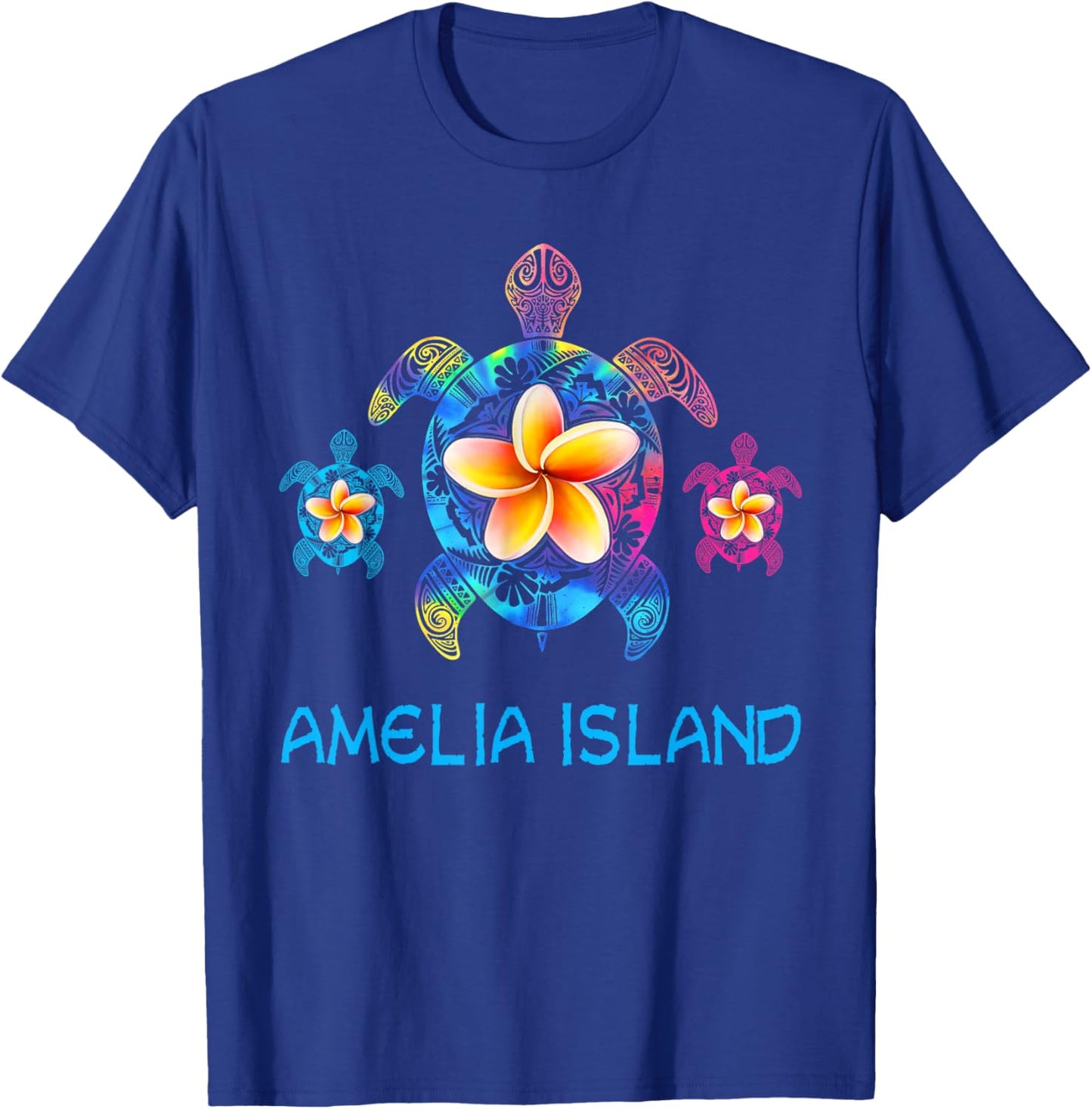 Amelia Island Florida Tribal Tie Dye Sea Turtle T-Shirt - T-Shirt | Royal