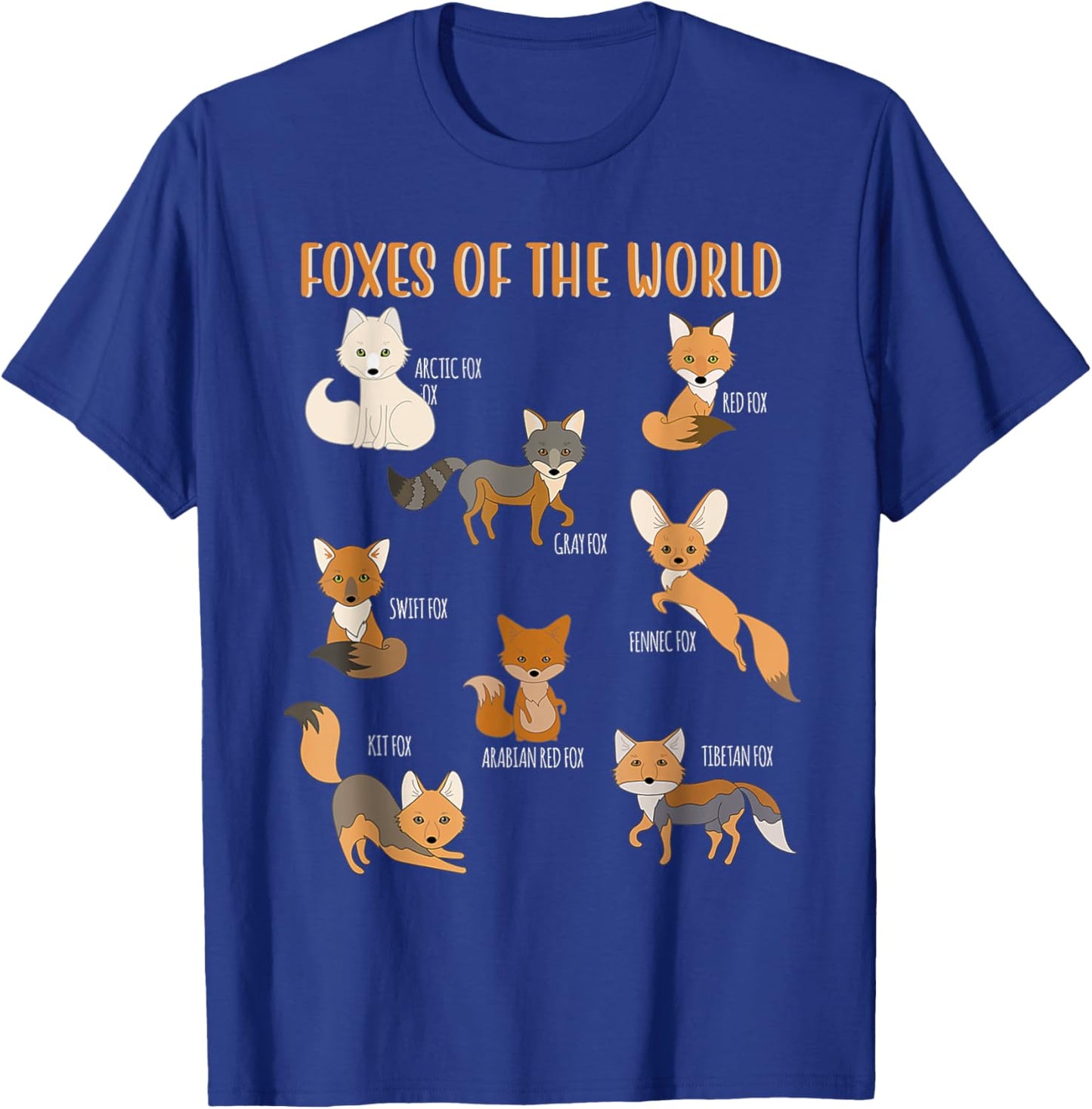 Fox Shirt Kawaii Foxes of the World Fox Animals Lovers Kids T-Shirt - T-Shirt | Royal