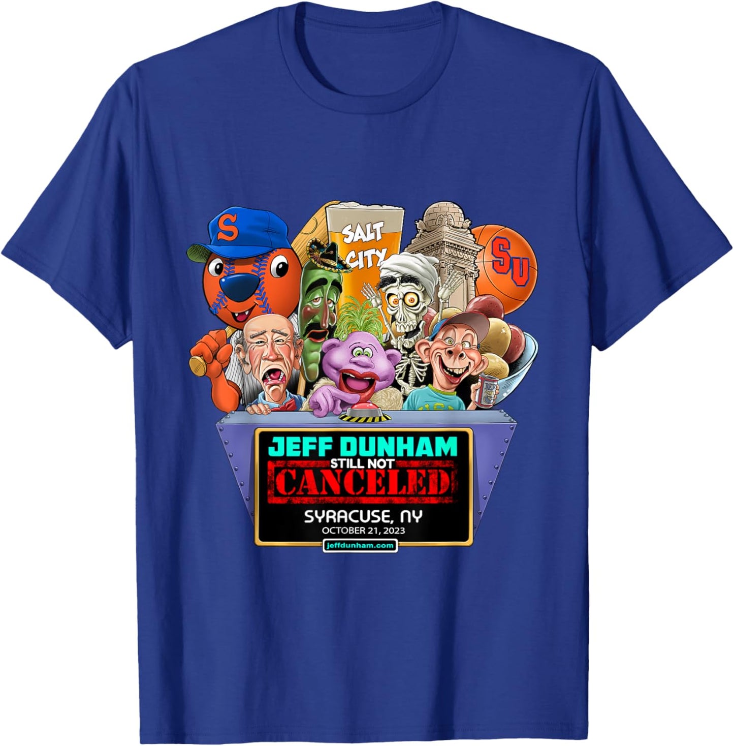 Jeff Dunham Syracuse, NY (2023) T-Shirt - T-Shirt | Royal