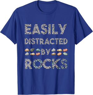 Geology Easily Distracted By Rocks Collector Geologist Hound T-Shirt - T-Shirt | Royal