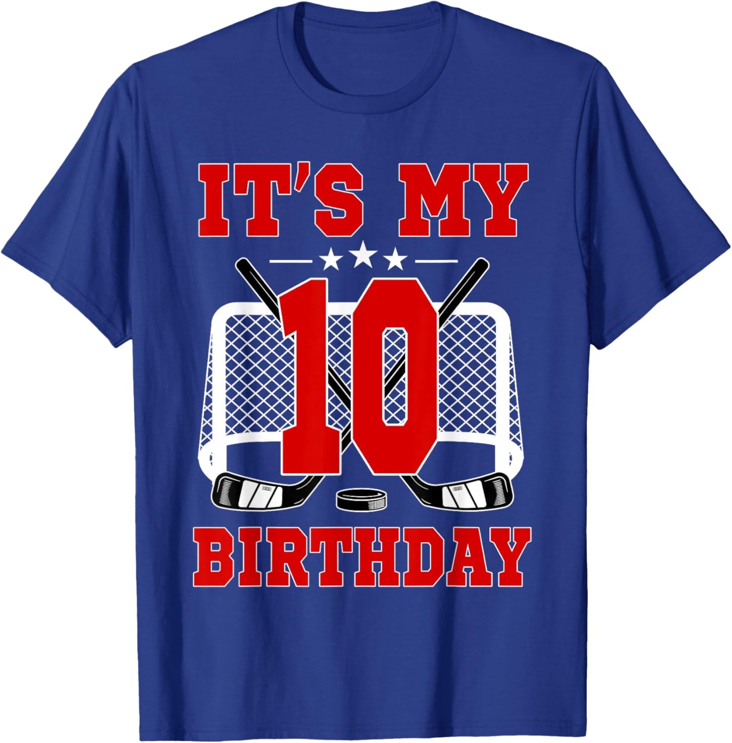 It's My 10th Birthday Girl Ice Hockey Theme 10 Year Old T-Shirt - T-Shirt | Royal