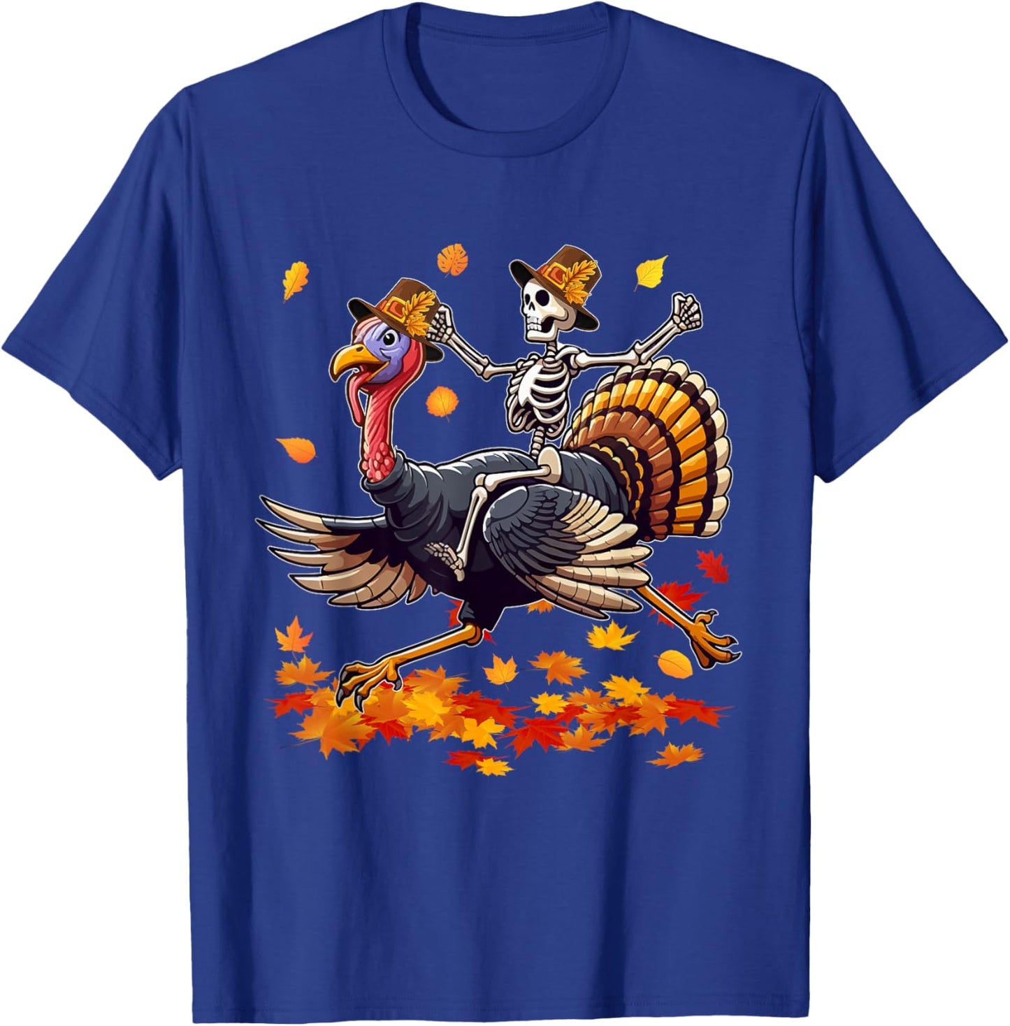 Santa X-ray Skeleton Riding Reindeer Turkey Lover Family T-Shirt - T-Shirt | Royal