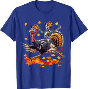 Santa X-ray Skeleton Riding Reindeer Turkey Lover Family T-Shirt - T-Shirt | Royal