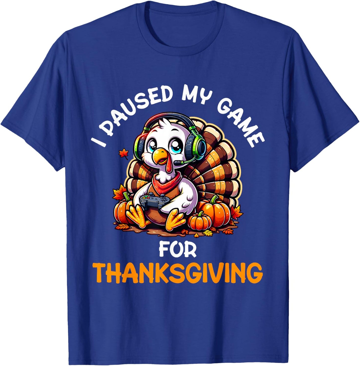 Thanksgiving Gamer Turkey Shirt For Boys Kids T-Shirt - T-Shirt | Royal