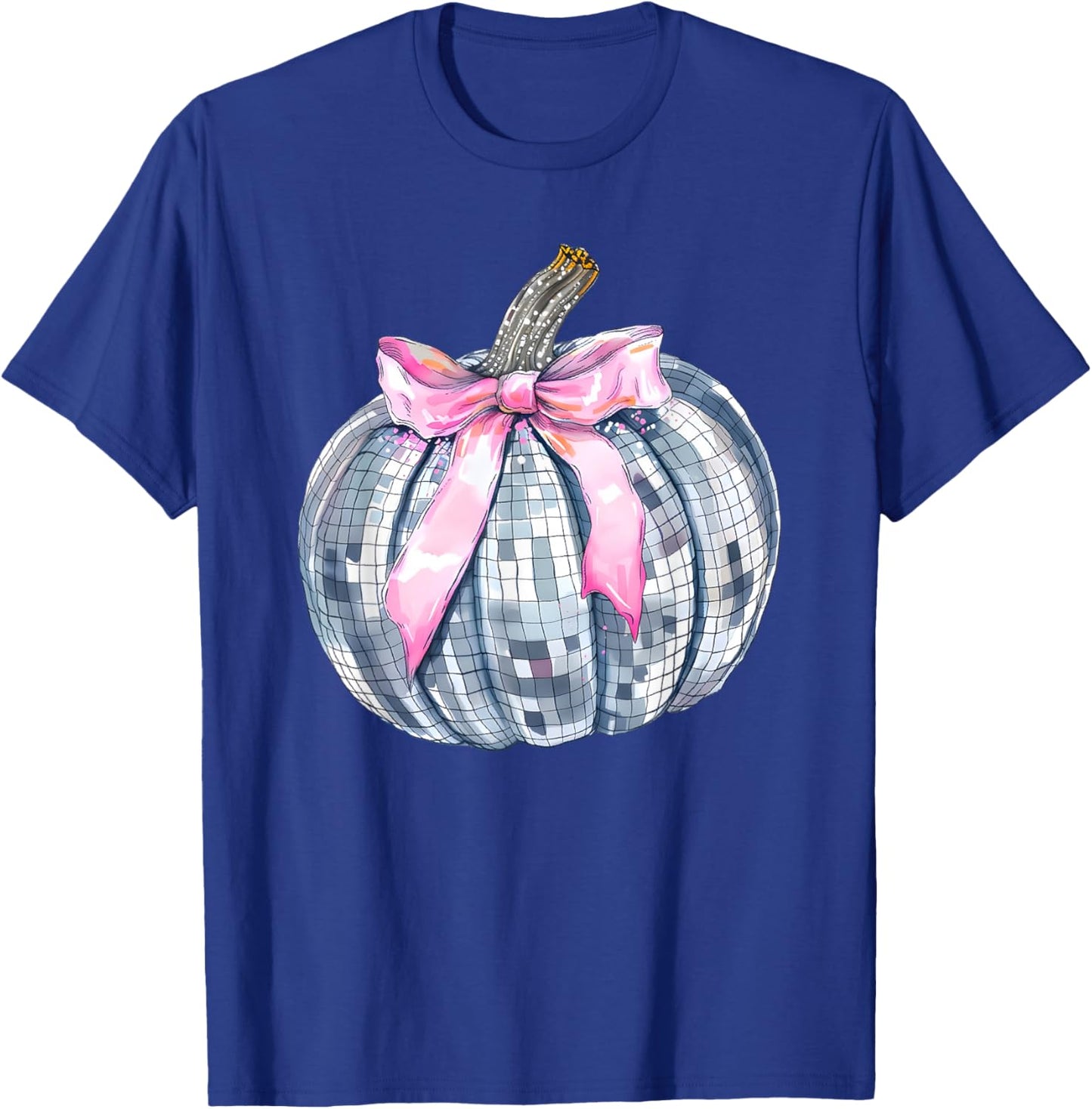 Retro Disco Ball Coquette Pumpkin Halloween Thanksgiving T-Shirt - T-Shirt | Royal
