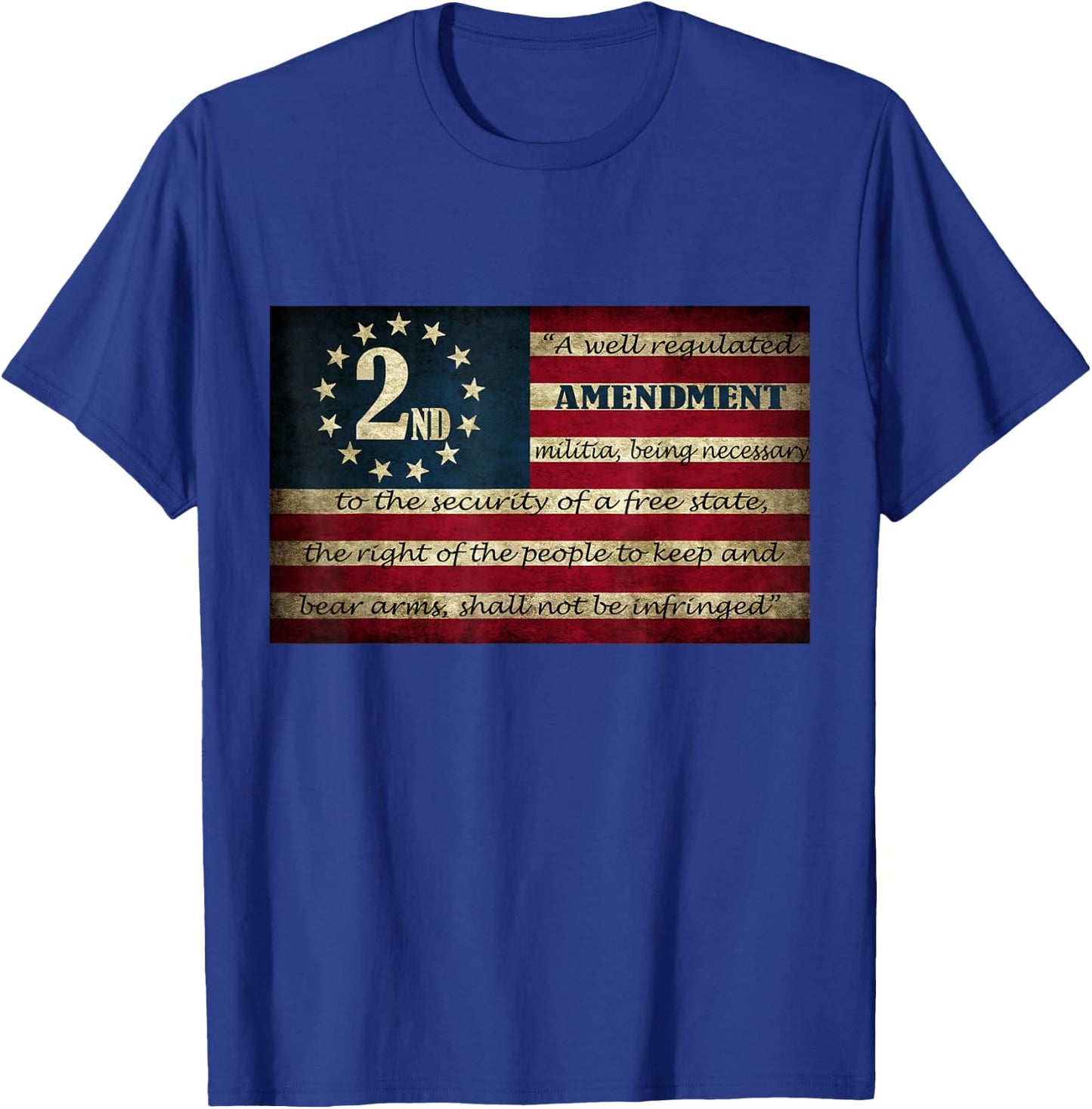 Second Amendment Vintage Flag Well Regulated Militia T-Shirt - T-Shirt | Royal