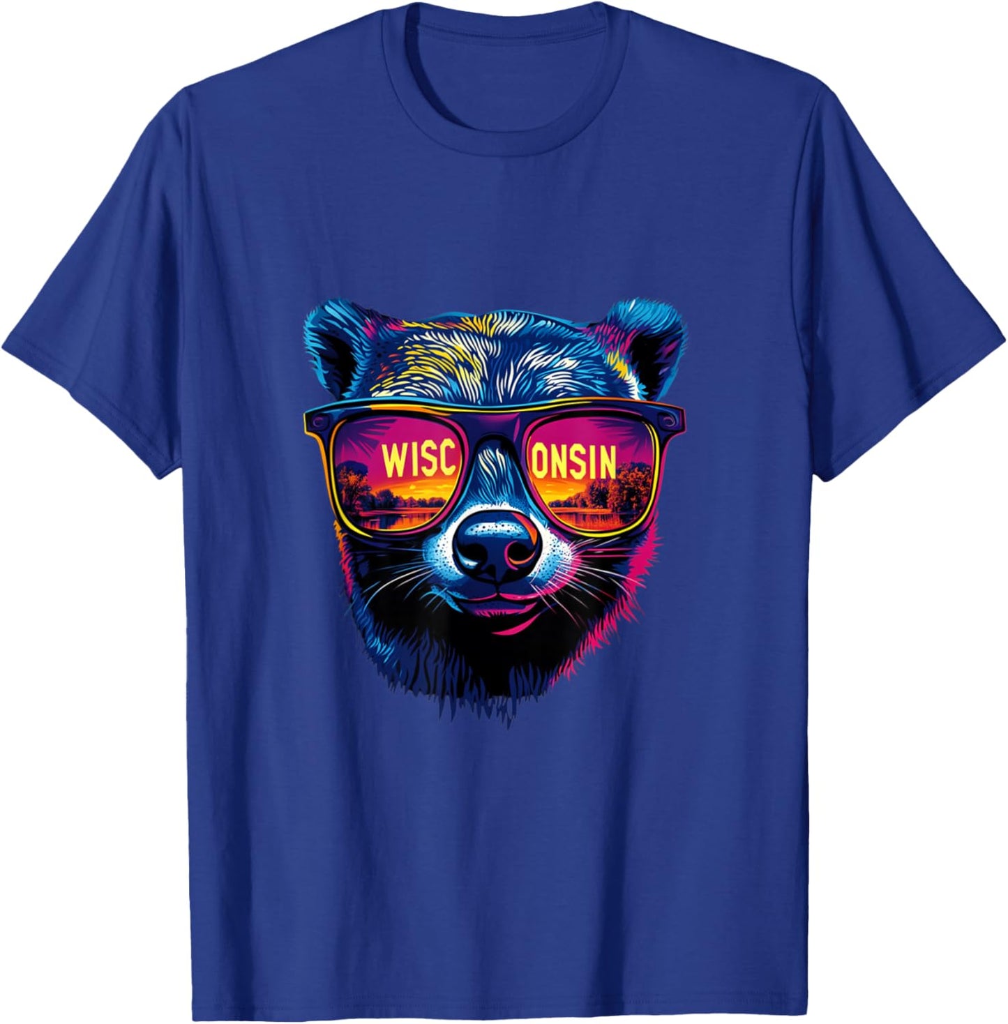 Wisconsin Vibes, Sunglass Wearing Badger T-Shirt - T-Shirt | Royal