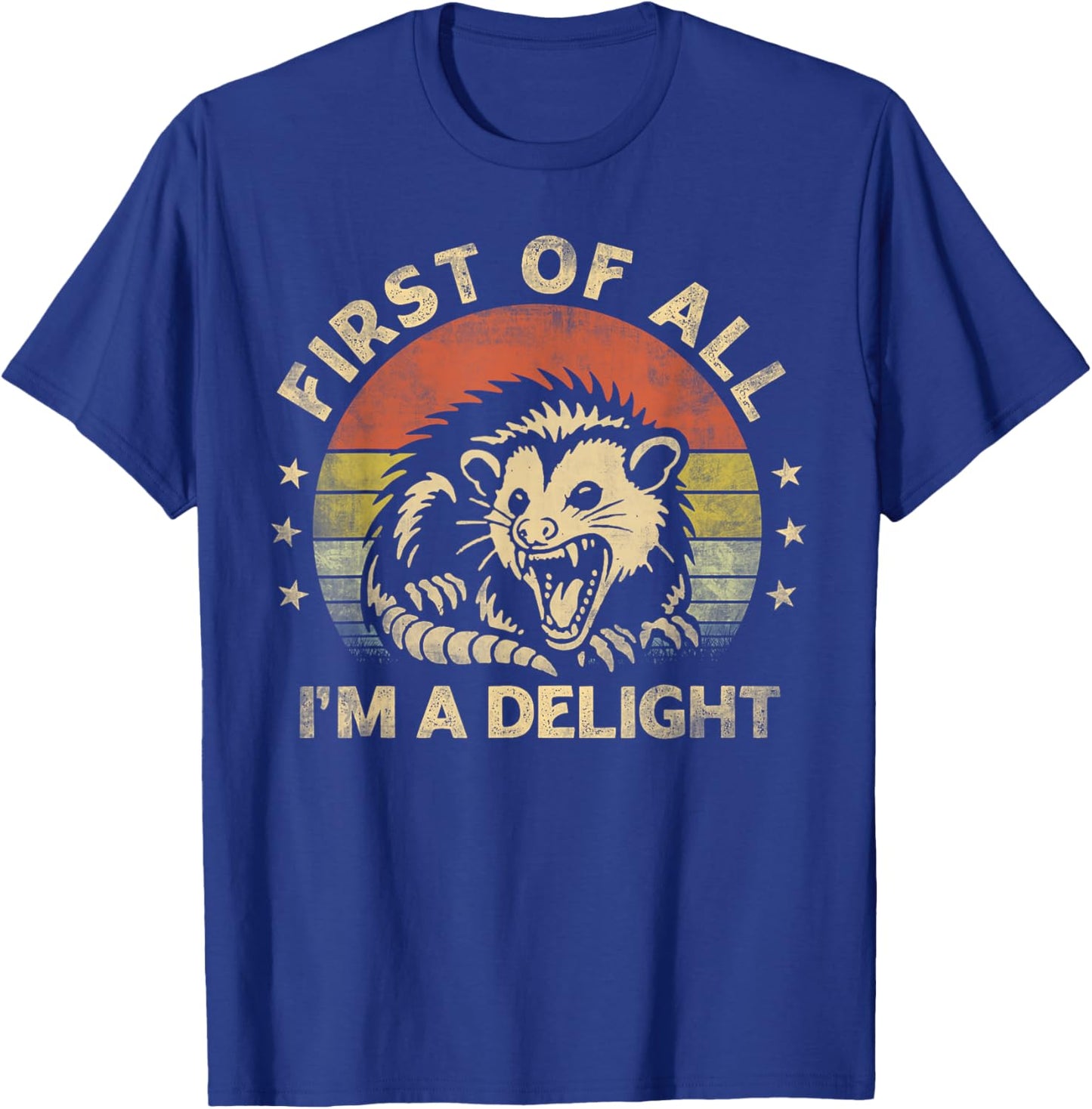 First Of All I'm A Delight Sarcastic Angry Opossum Lover T-Shirt - T-Shirt | Royal