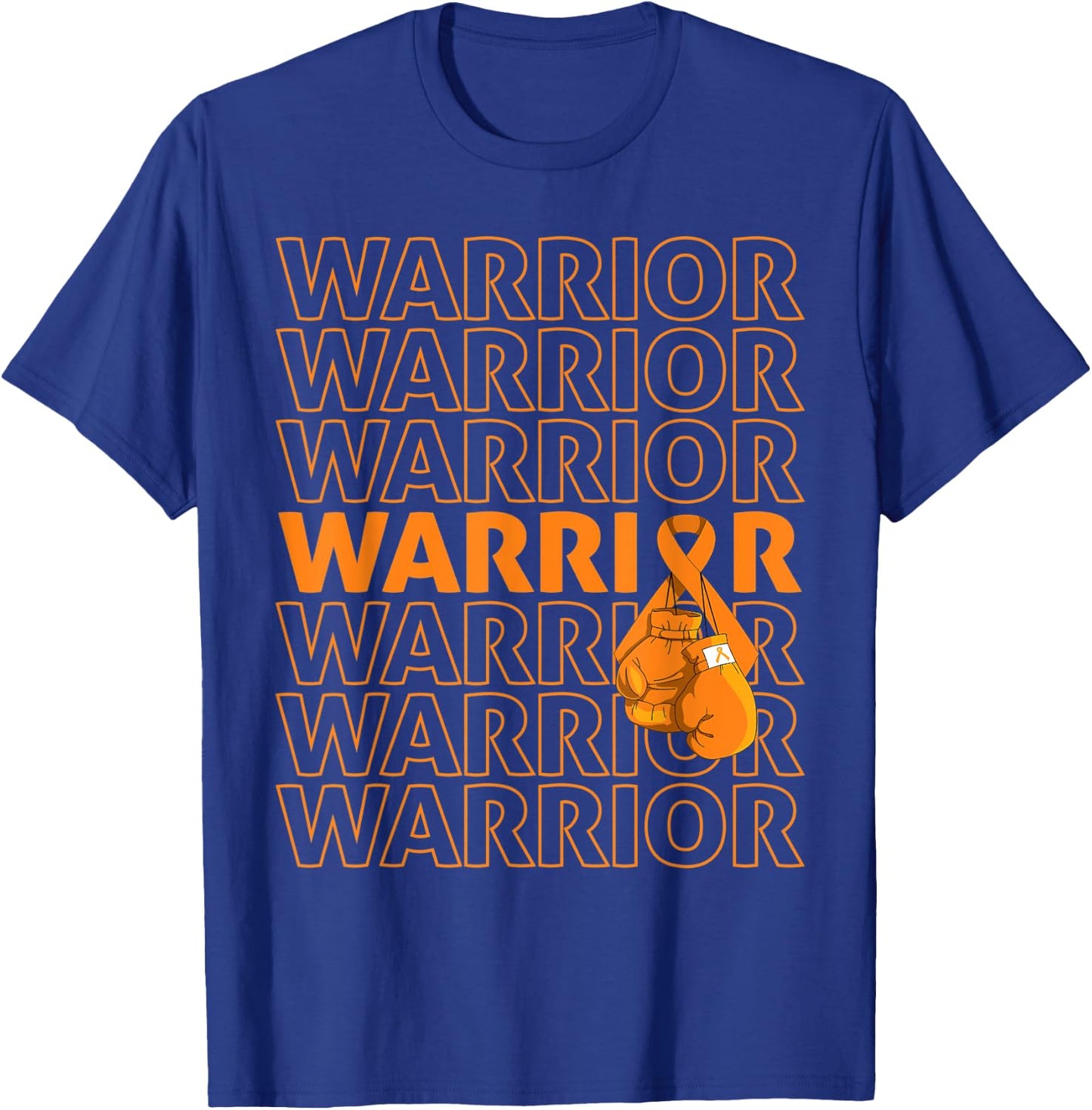 Leukemia Awareness Warrior Orange Ribbon Boxing Gloves T-Shirt - T-Shirt | Royal