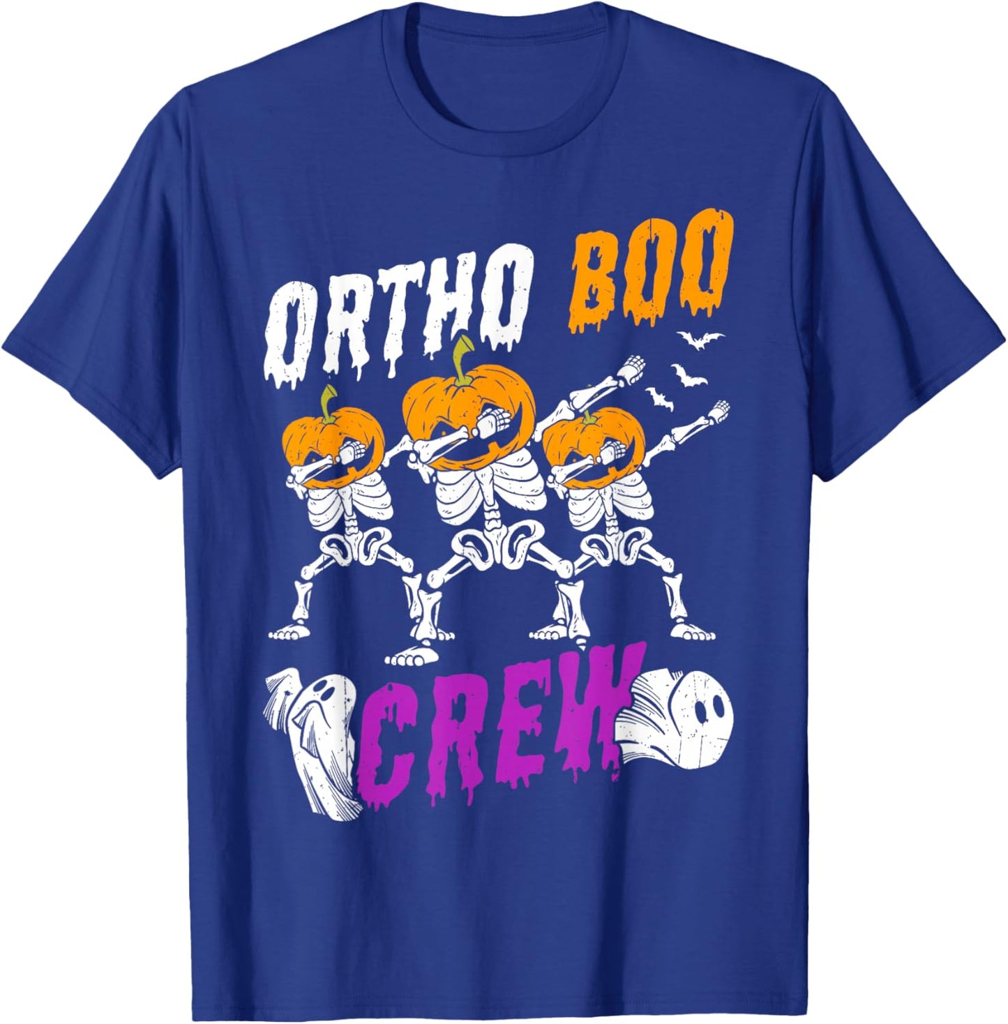 ORTHO BOO CREW Halloween Orthodontic Skeleton Scary Fan T-Shirt - T-Shirt | Royal