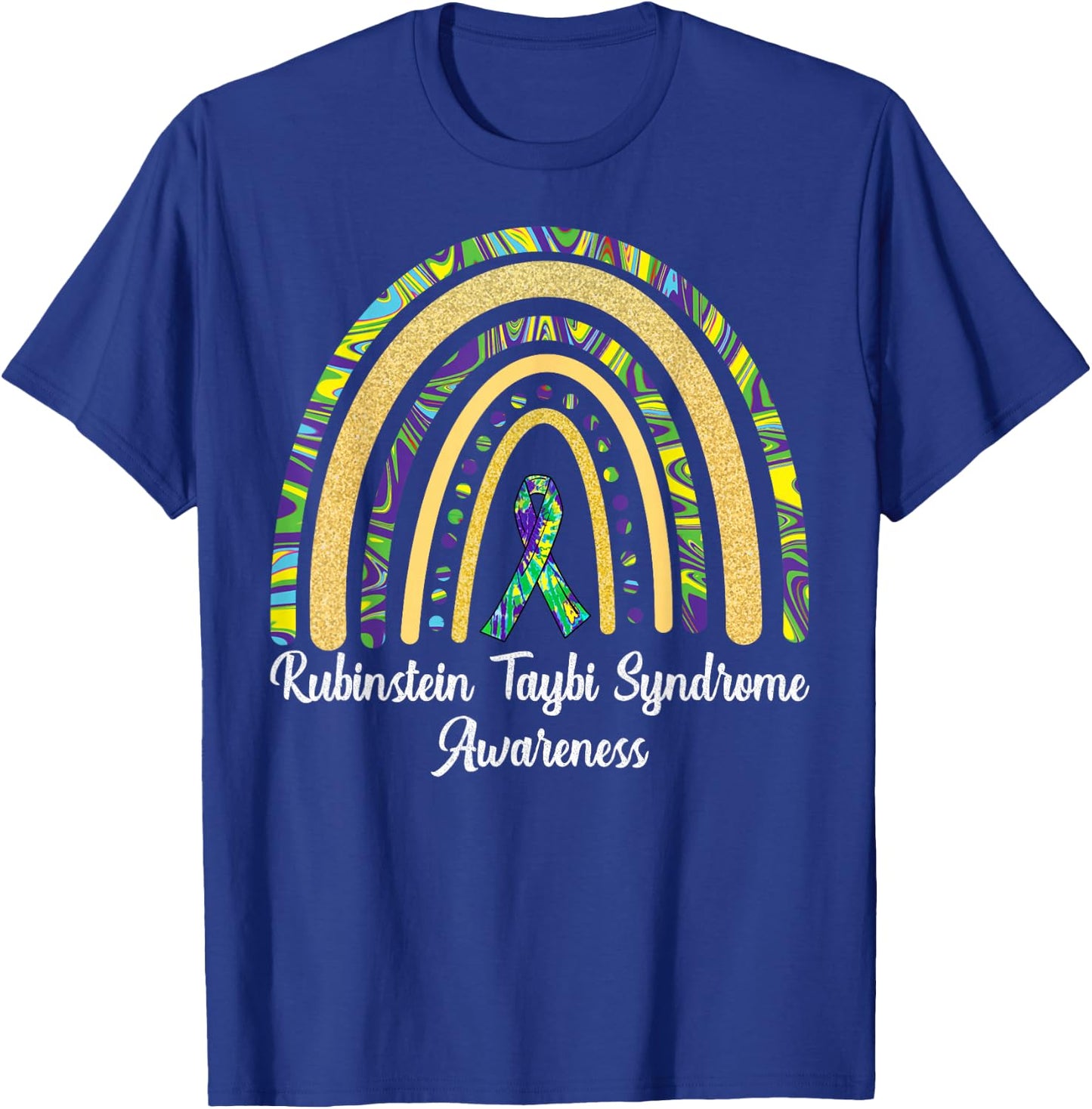 Rubinstein Taybi Syndrome Awareness RTS Rainbow & Ribbon T-Shirt - T-Shirt | Royal