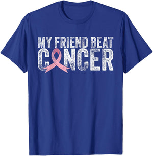 My Friend Beat Cancer Breast Cancer Awareness Survivor Pink T-Shirt - T-Shirt | Royal