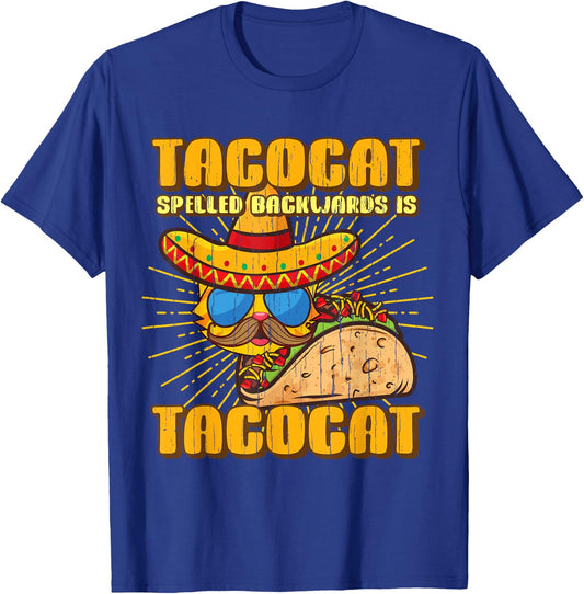 Tacocat Spelled Backwards Gift Cats and Taco Lover T-Shirt - T-Shirt | Royal