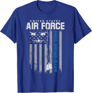 US Air Force Proud Brother-in-Law Flag USAF Family Matching T-Shirt - T-Shirt | Royal