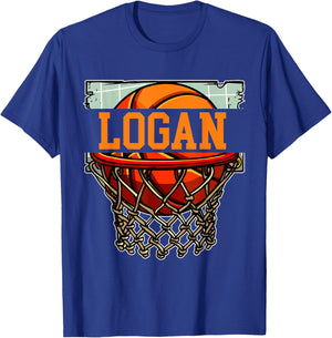 Logan Basketball Custom Name T-Shirt - T-Shirt | Royal