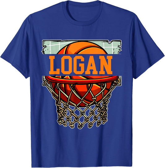 Logan Basketball Custom Name T-Shirt - T-Shirt | Royal