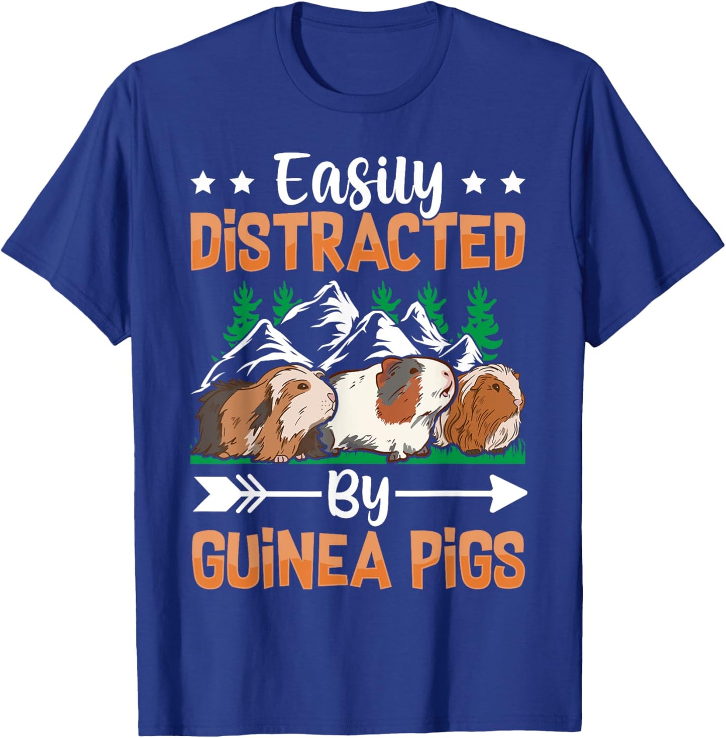 Easily Distracted By Guinea Pigs T-Shirt - T-Shirt | Royal