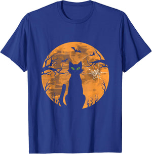 Vintage Halloween Cat Retro Moon T-Shirt - T-Shirt | Royal