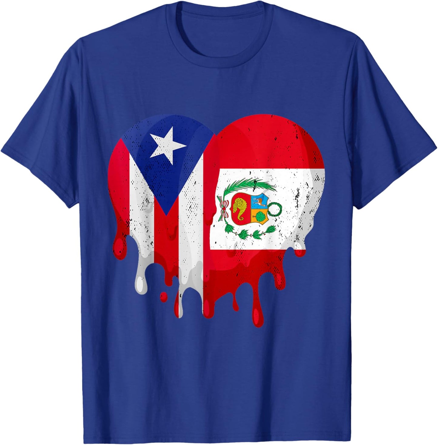Puerto Rico Peru Flag Heart Citizen Grown Patriot Country T-Shirt - T-Shirt | Royal